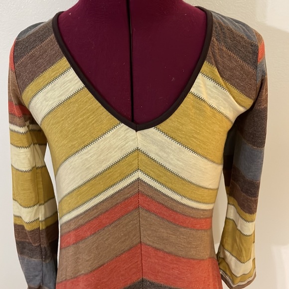 Vintage 70’s style fall chevron soft lightweight disco Bodycon dress small - Picture 5 of 12